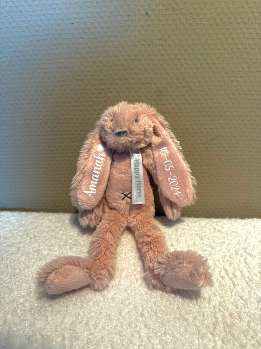 Peluche cheval joyeux avec nom et date