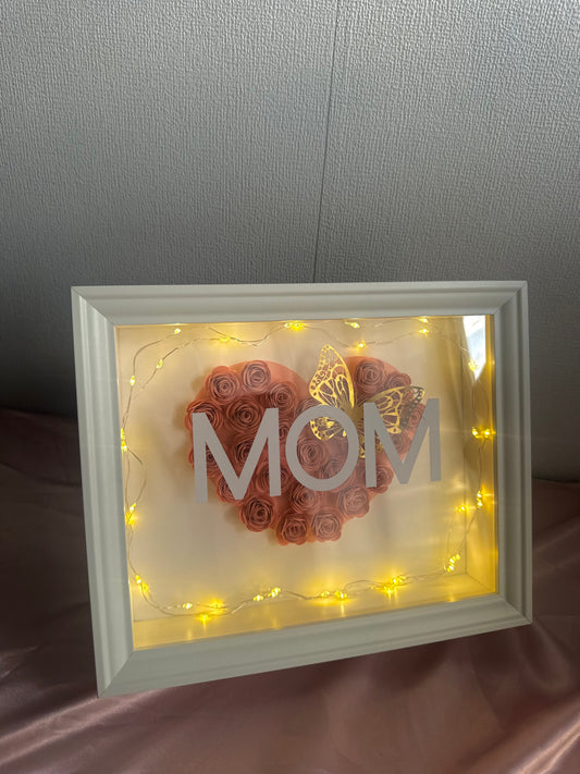 Flower Shadow Box Heart Mom met licht