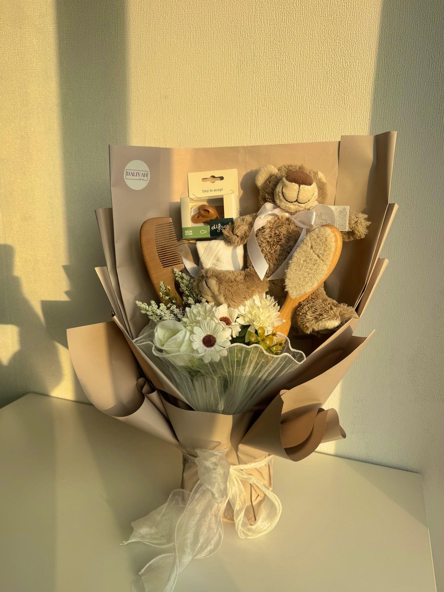 Baby Gift Boeket Happy horse houten kam en borstel set