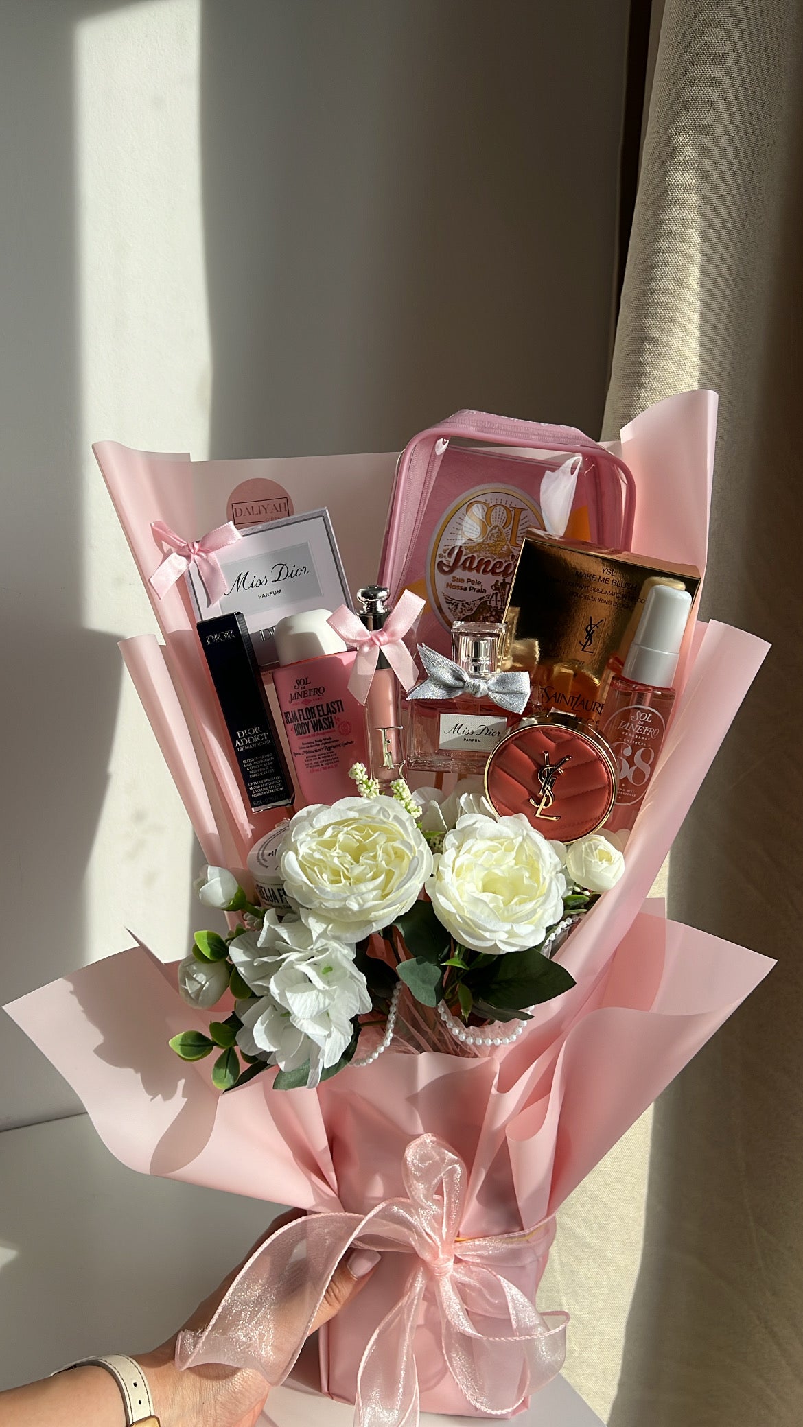 Roze Luxe Make-upboeket met Forever Bloemen – Origineel Cadeau voor Haar