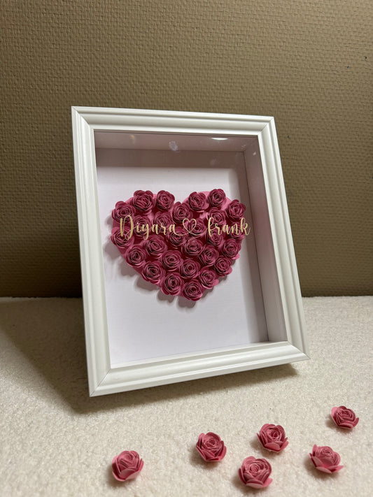 Boîte d'ombre de fleur de couple de coeur