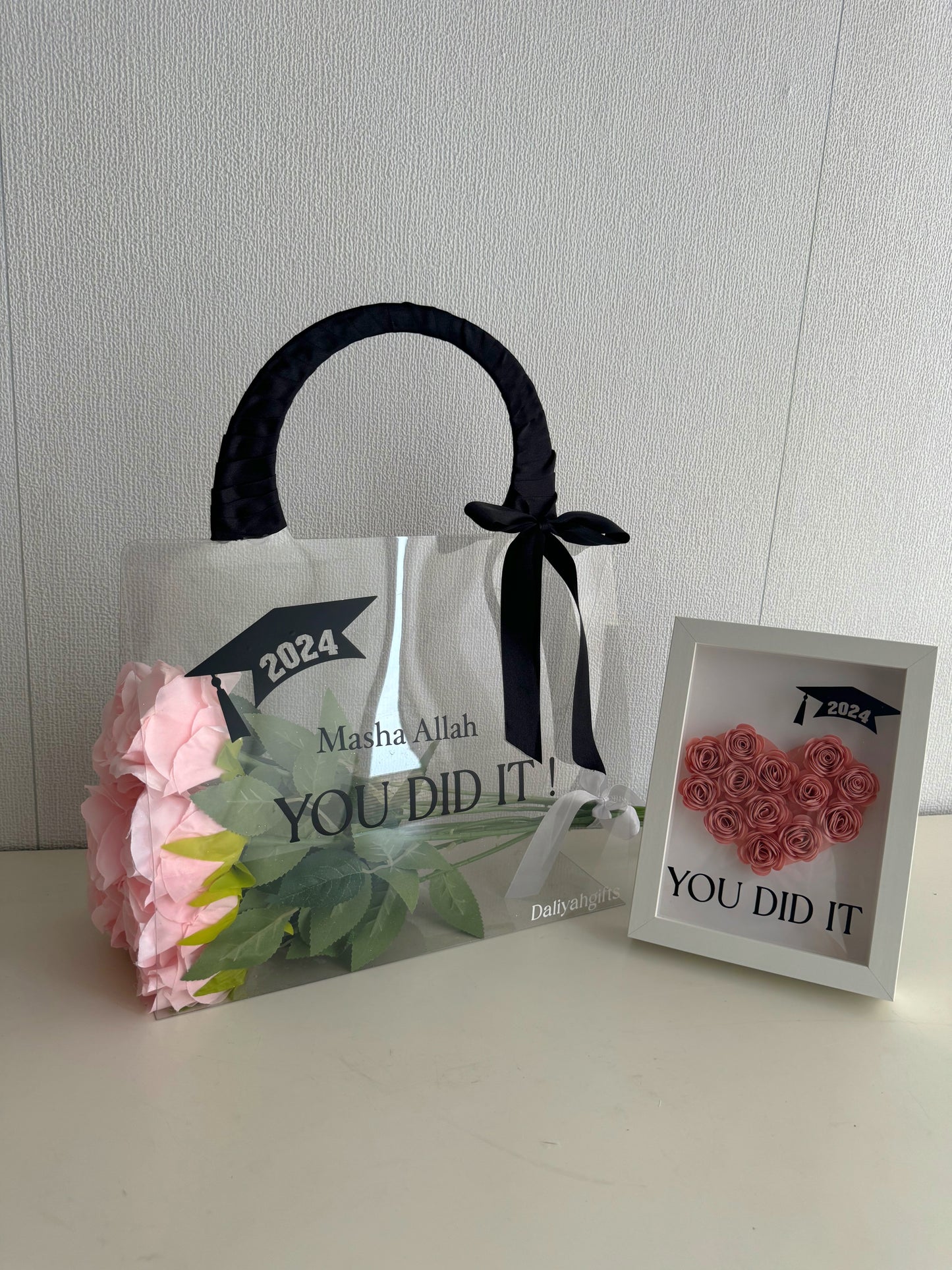 Sac cadeau de luxe passé, roses éternelles et mini boîte Flowershadow, coffret cadeau