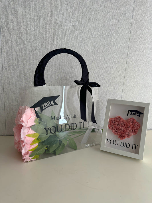 Sac cadeau de luxe passé, roses éternelles et mini boîte Flowershadow, coffret cadeau