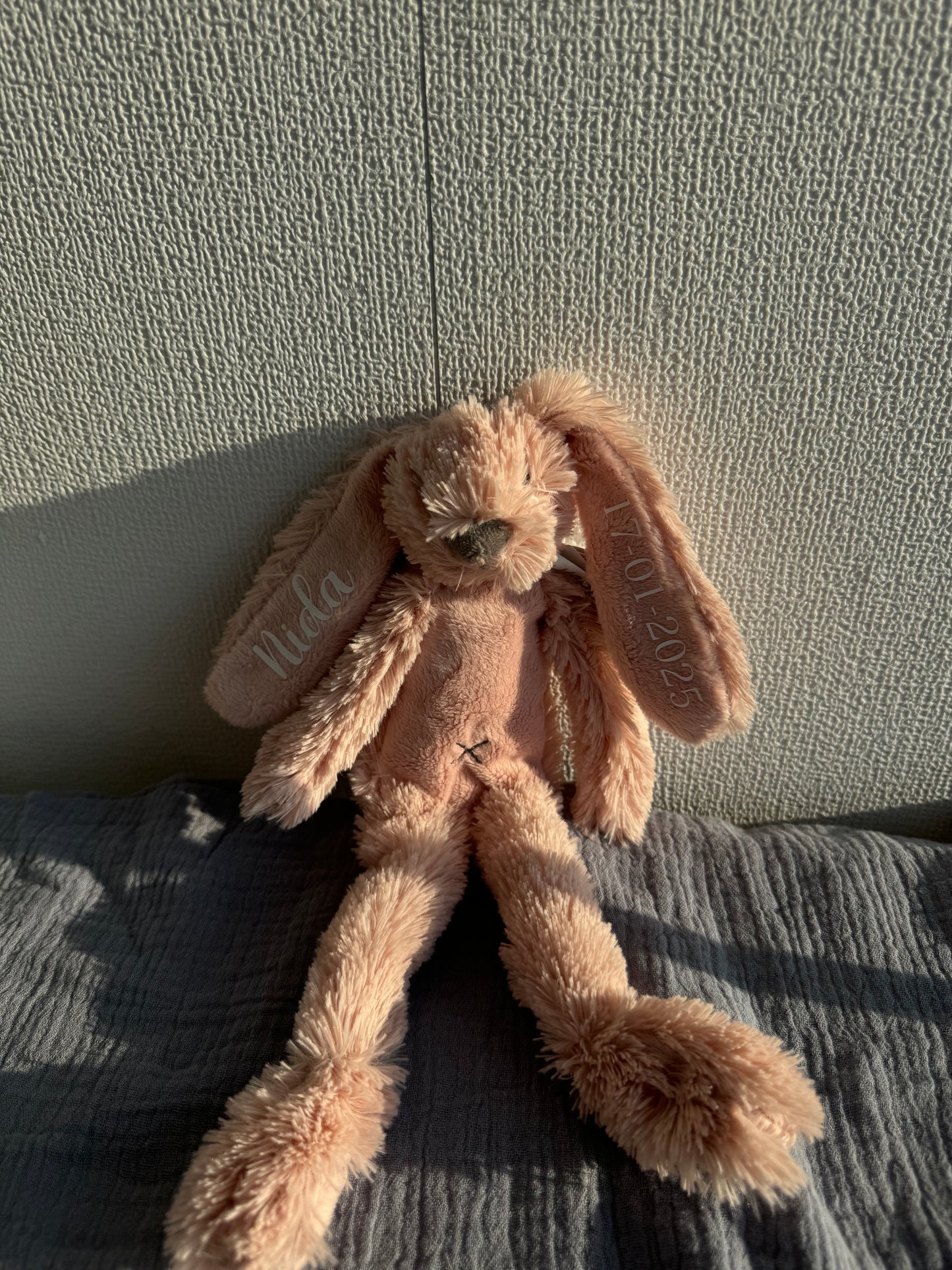 Peluche cheval joyeux avec nom et date
