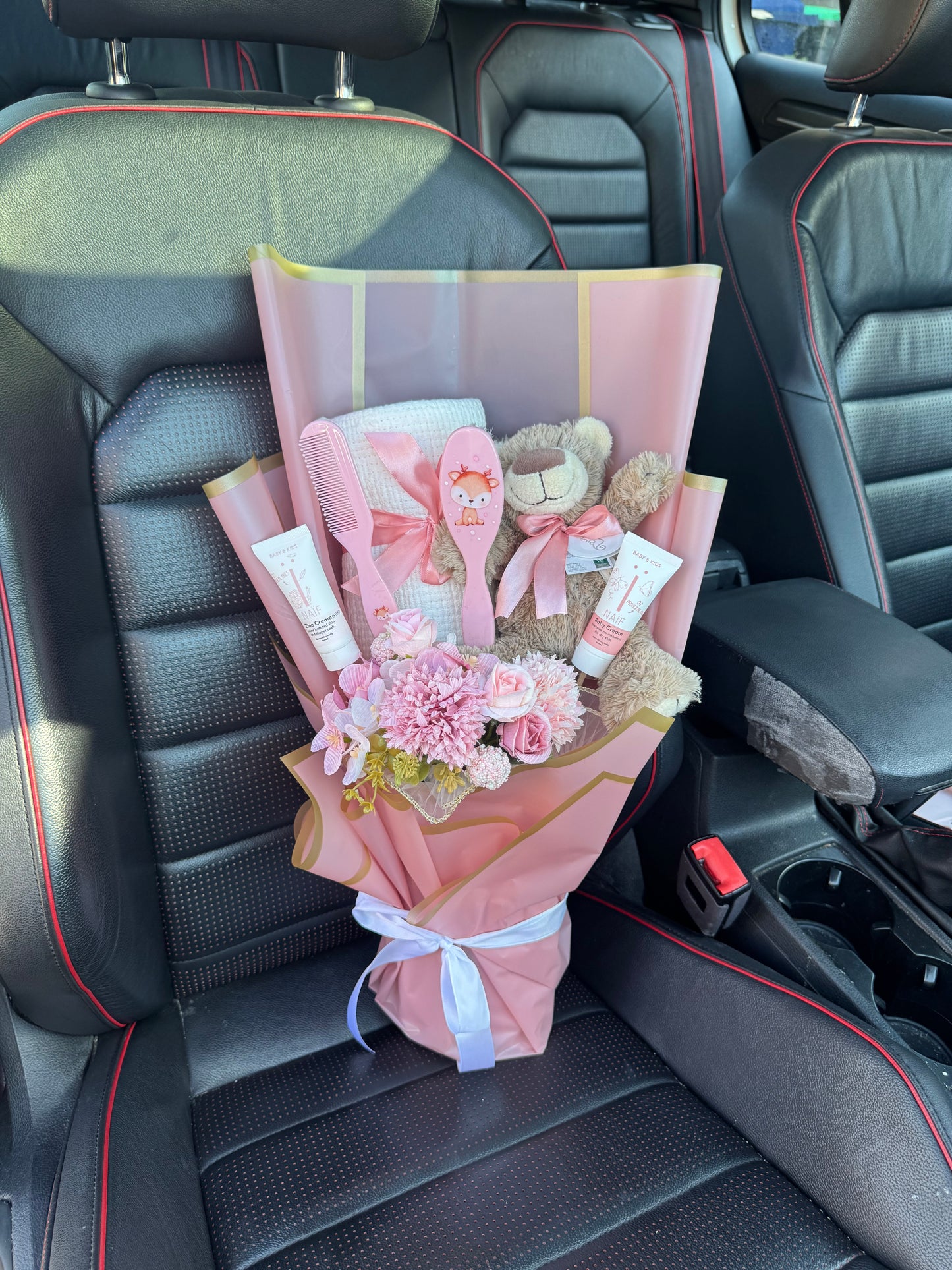 Baby Gift Boeket roze happy horse