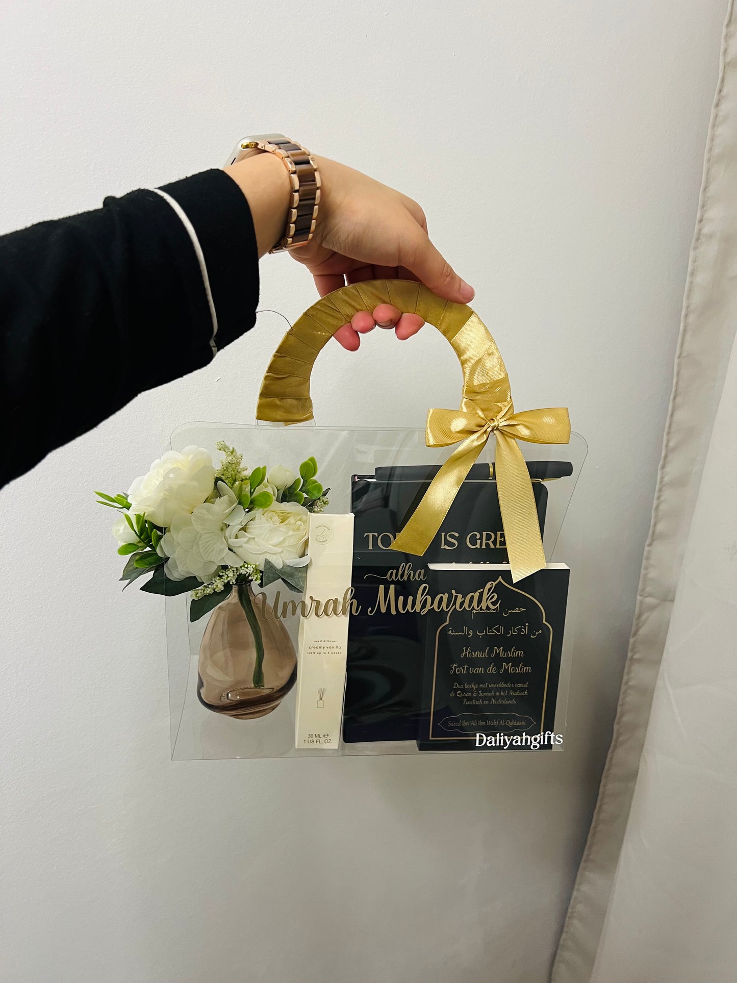 Umrah Mubarak Giftbag| Luxe cadeautas met bloemen en geur diffuser