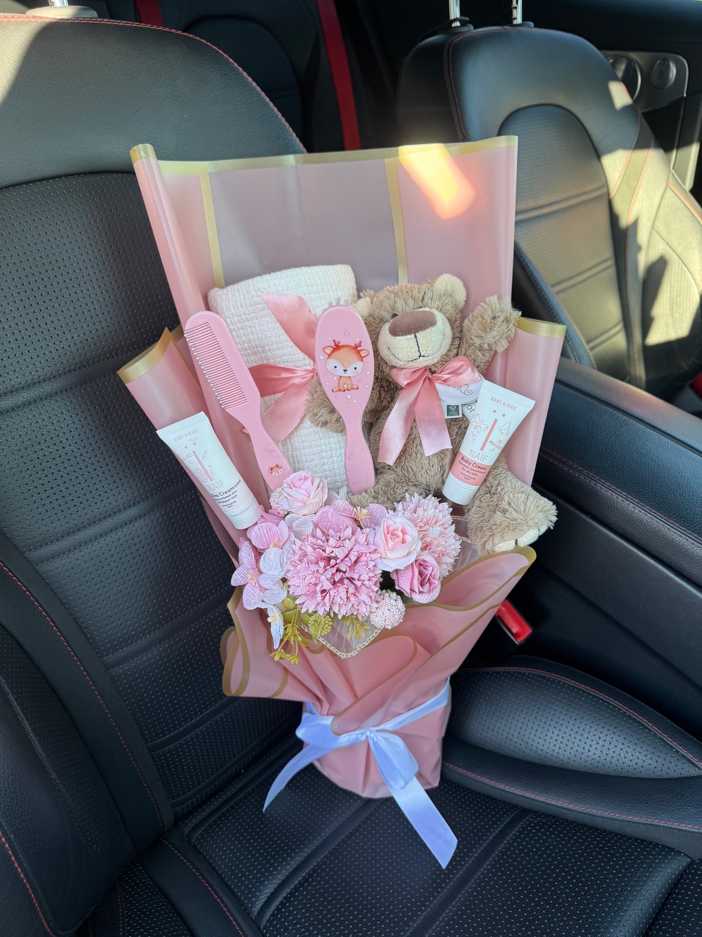 Baby Gift Boeket roze happy horse