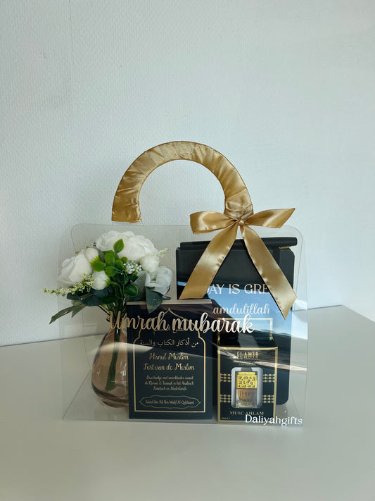 Umrah Mubarak GiftBag | Luxe Cadeautas met Bloemen en Autogeur