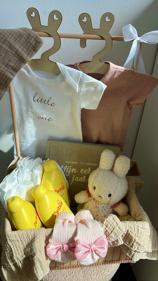 Luxe roze Baby Gift Basket |ophalen