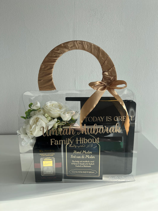 Umrah Mubarak GiftBag | Luxe Cadeautas met Bloemen en Autogeur