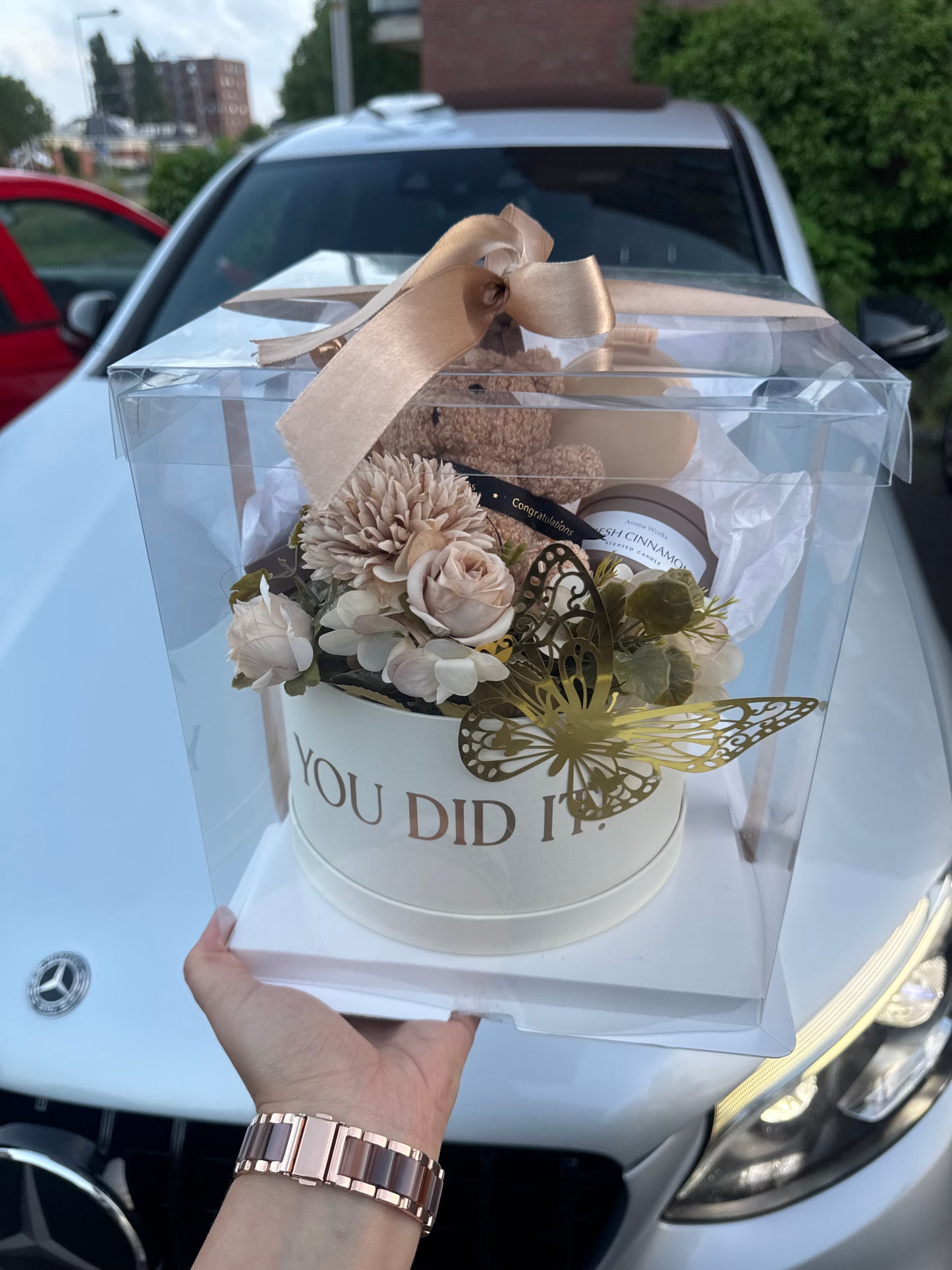 Beige geslaagd giftbox