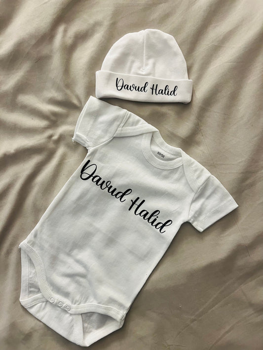 Romper & muts set Naam/tekst