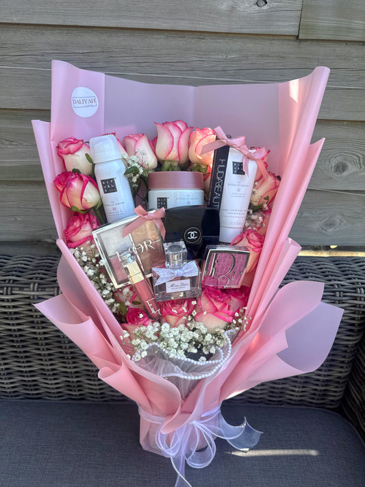 Skincare/makeup boeket 20 rozen