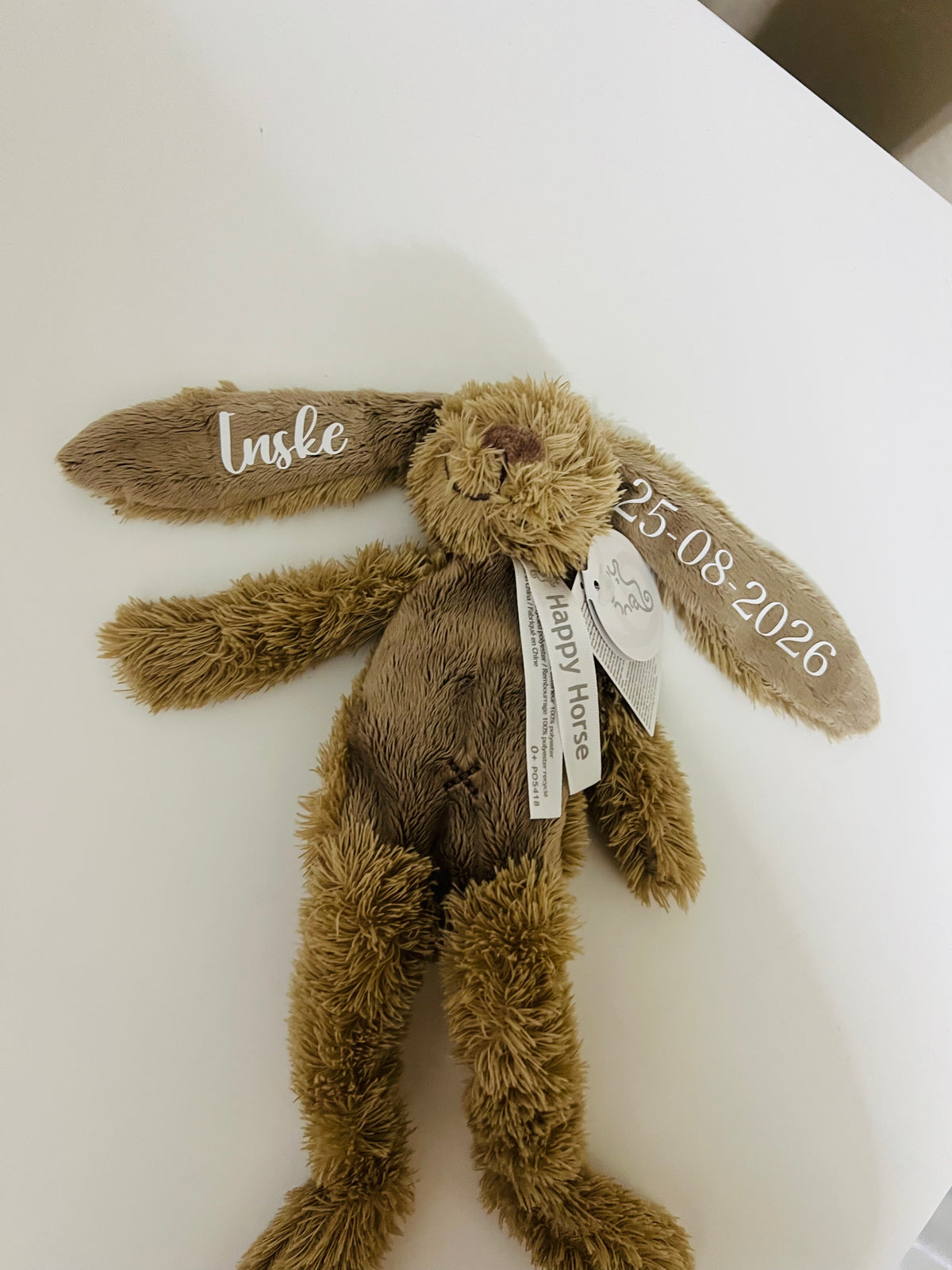 Happy horse knuffel met naam en datum