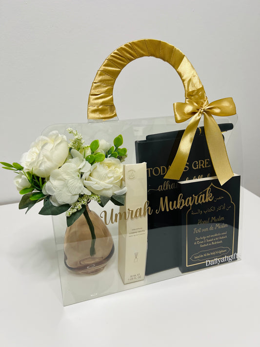 Umrah Mubarak Giftbag| Luxe cadeautas met bloemen en geur diffuser