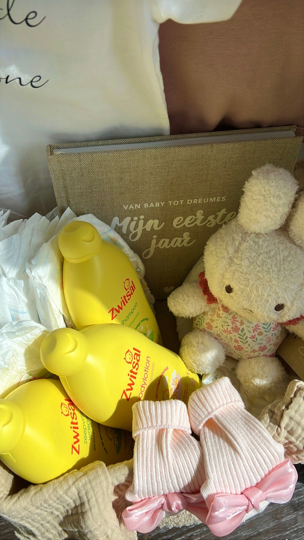 Luxe roze Baby Gift Basket |ophalen