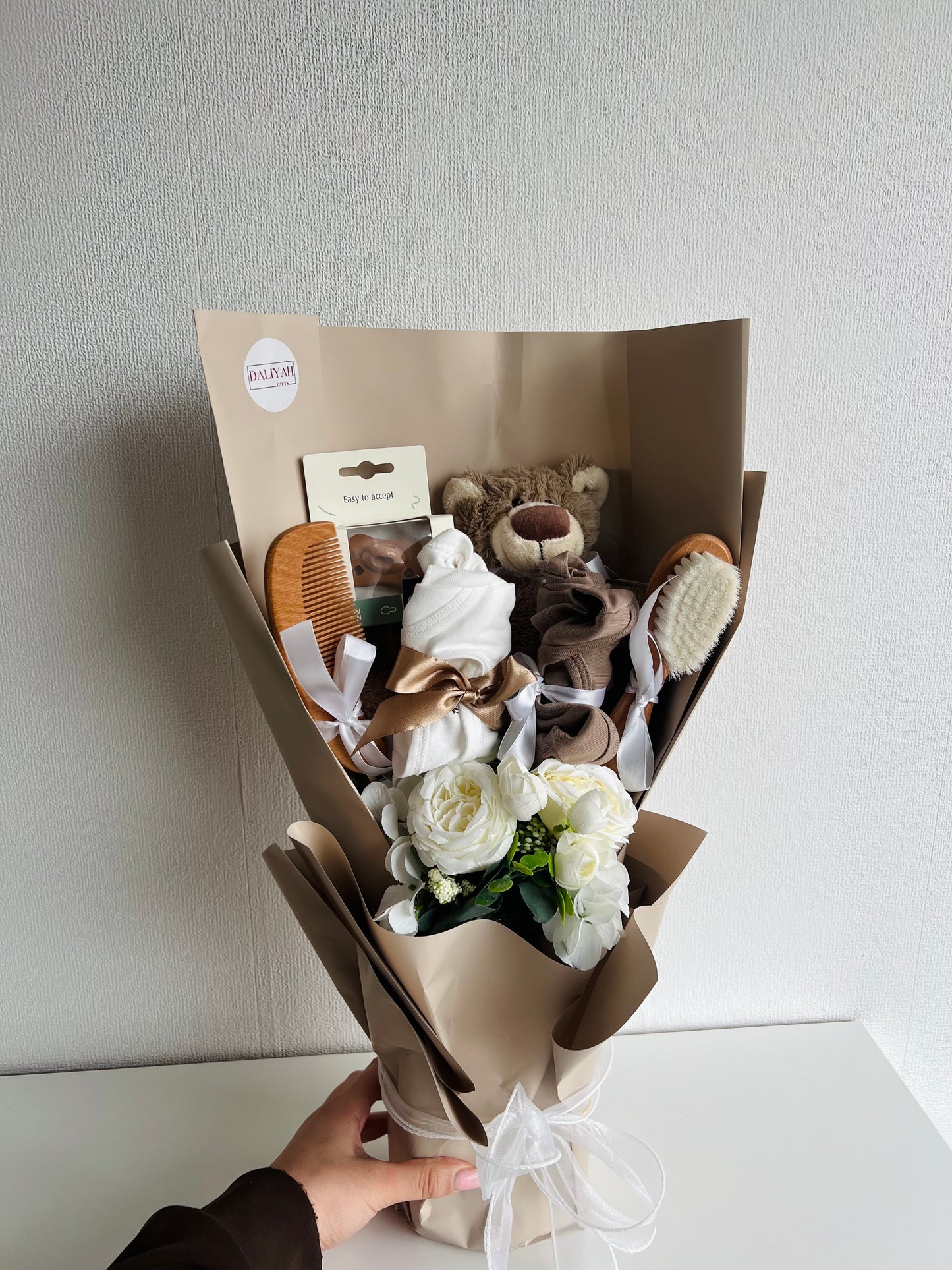 Baby Gift Boeket Happy horse houten kam en borstel set