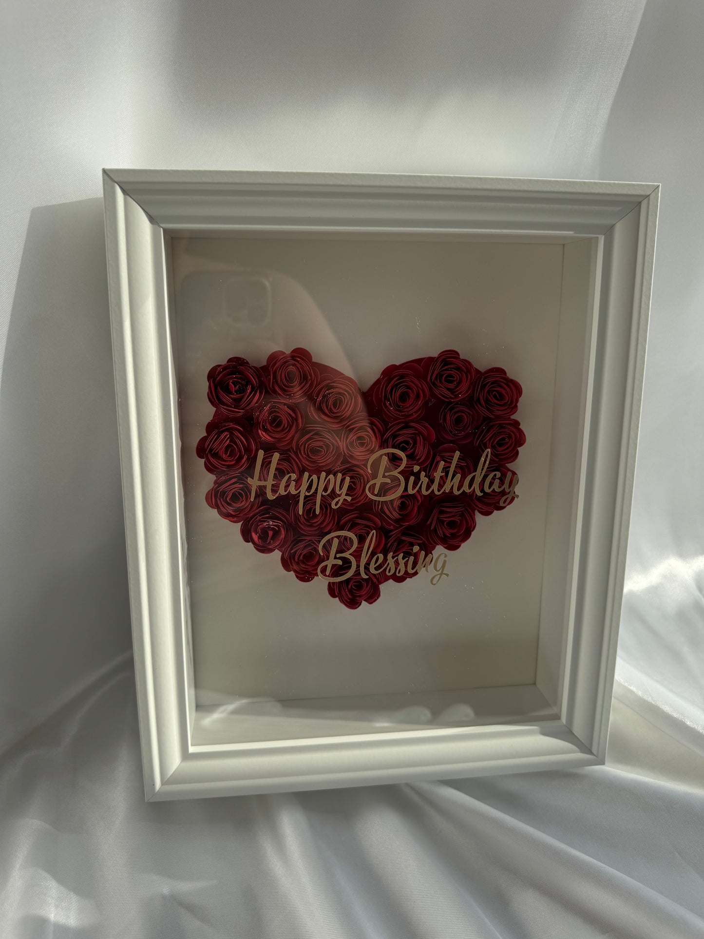 Boîte d'ombre de fleur de couple de coeur